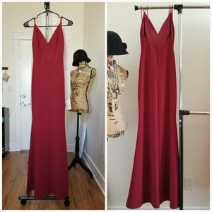 Sleek Red Floor-Length Dress